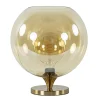 Amber glazen tafellamp met gouden voet
