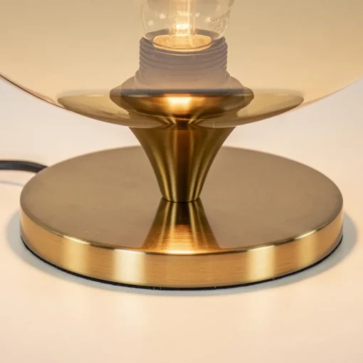 Amber glazen tafellamp met gouden voet