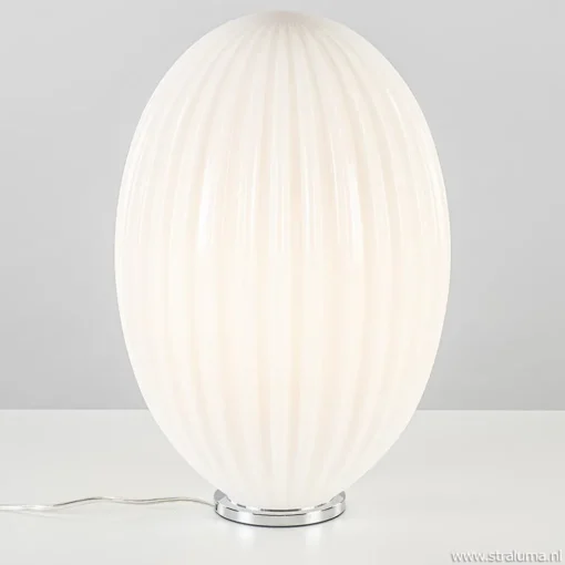 Art Deco tafellamp chroom met opaal glazen kap