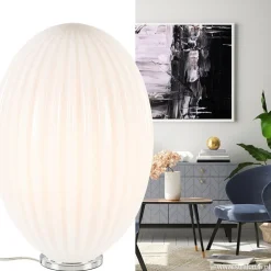 Art Deco tafellamp chroom met opaal glazen kap