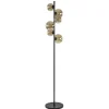 Art Deco vloerlamp zwart met amber glazen bollen