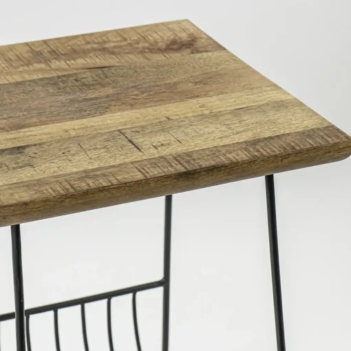 Bijzettafel mango hout met tijdschriftenrek