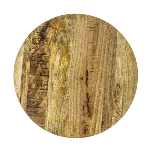 Bijzettafel rond mangohout met zwart staal 60 cm
