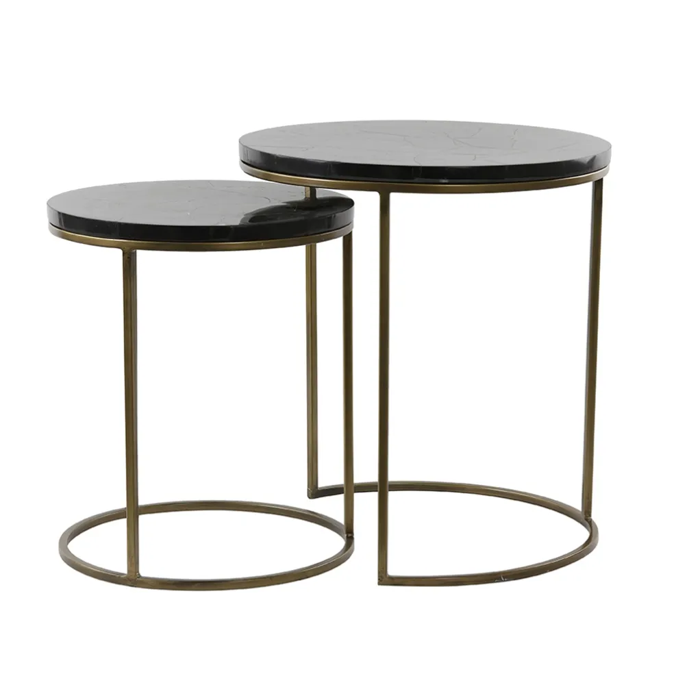 Bijzettafel Sobrina set van 2 zwart/antiek brons