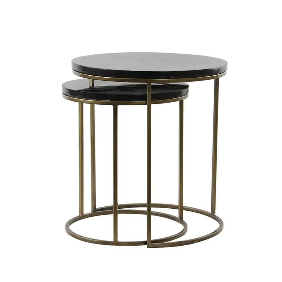 Bijzettafel Sobrina set van 2 zwart/antiek brons