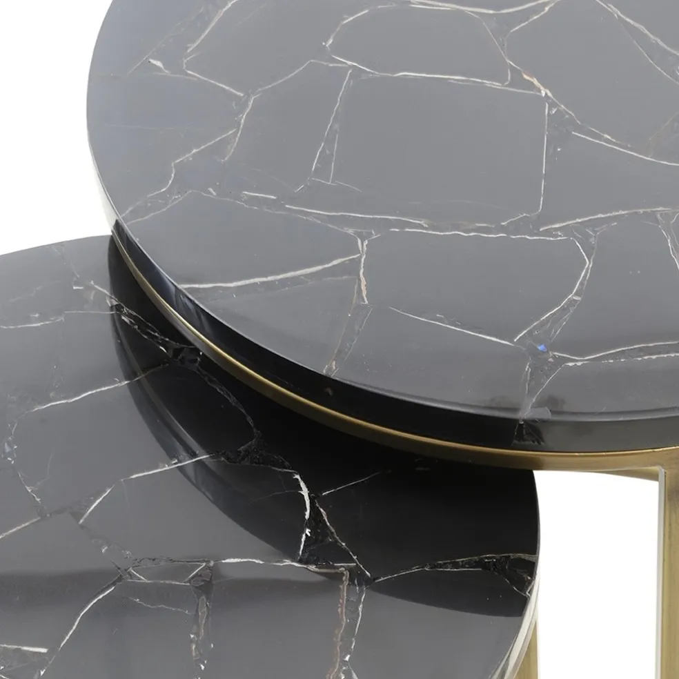 Bijzettafel Sobrina set van 2 zwart/antiek brons