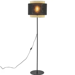 Boho vloerlamp mat zwart met webbing