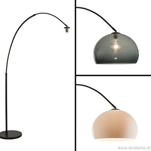 Boog-vloerlamp zwart exclusief kap