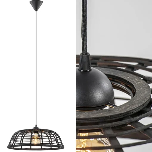 Botanisch landelijke hanglamp zwart