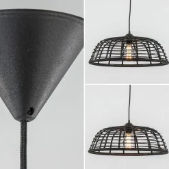 Botanisch landelijke hanglamp zwart