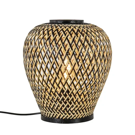 Botanische tafellamp bamboe met zwart
