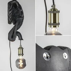 Botanische wandlamp Elephant mat zwart