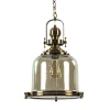 Bronzen scheepslamp met amber glas 33 cm