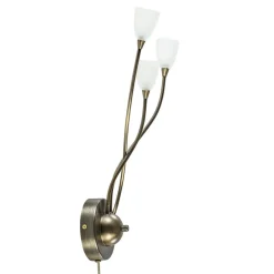 Bronzen wandlamp LED met wit glas dim to warm