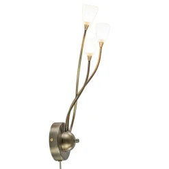 Bronzen wandlamp LED met wit glas dim to warm