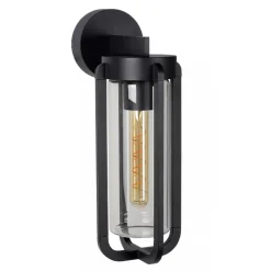 Buiten wandlamp zwart met helder glas IP65