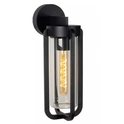 Buiten wandlamp zwart met helder glas IP65