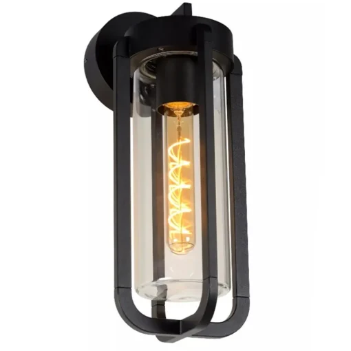 Buiten wandlamp zwart met helder glas IP65
