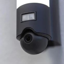 Buitenlamp cilinder donker grijs inclusief LED en camera