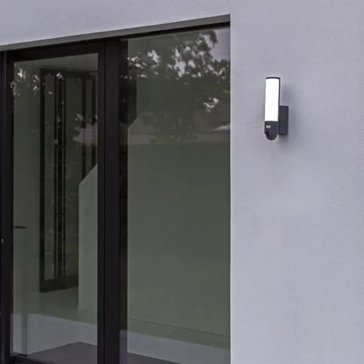 Buitenlamp cilinder donker grijs inclusief LED en camera