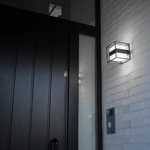 Buitenlamp kubus IP54 inclusief LED donker grijs