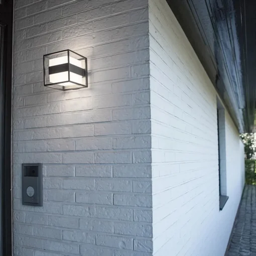 Buitenlamp kubus IP54 inclusief LED donker grijs