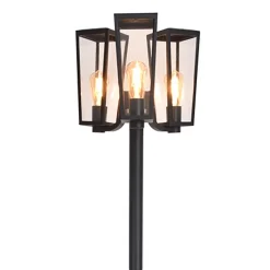 Buitenlamp lantaarn 3-lichts mat zwart met helder glas
