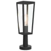 Buitenlamp lantaarn op voet zwart met helder glas