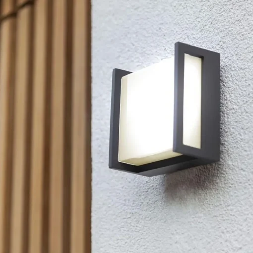 Buitenlamp LED wand vierkant donker grijs IP54