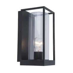 Buitenlantaarn rechthoek zwart/helder glas  IP44