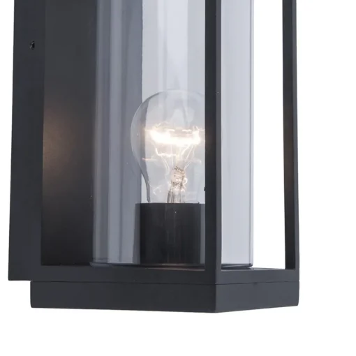 Buitenlantaarn rechthoek zwart/helder glas  IP44