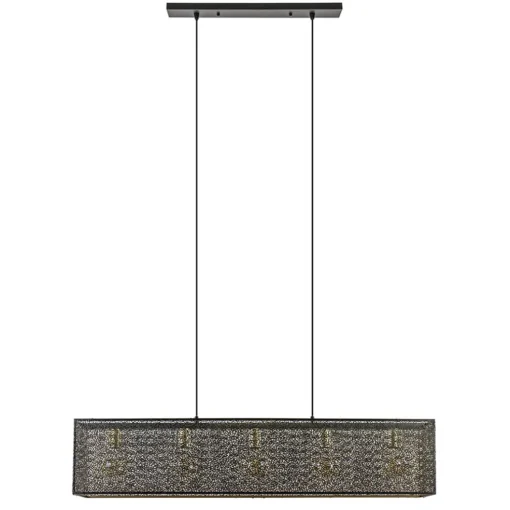 Chique hanglamp langwerpige balk 5-lichts zwart/goud