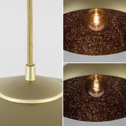 Chique hanglamp mat goud met zwarte binnenzijde