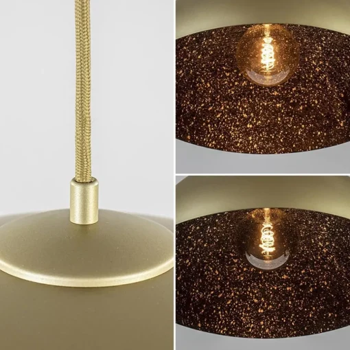 Chique hanglamp mat goud met zwarte binnenzijde