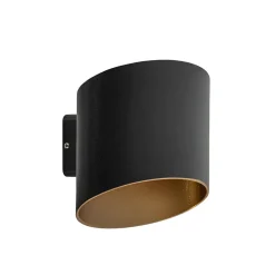 Chique LED buitenlamp wand zwart met goud IP54