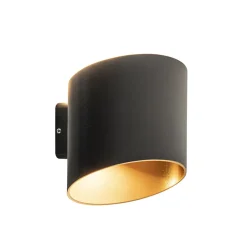Chique LED buitenlamp wand zwart met goud IP54