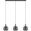 Chique 3-lichts hanglamp zwart met smoke glazen bollen
