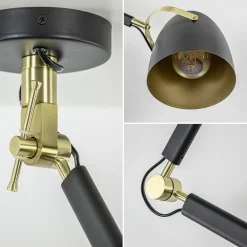 Chique plafondlamp zwart met goud verstelbaar