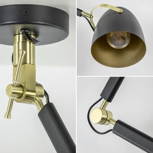 Chique plafondlamp zwart met goud verstelbaar