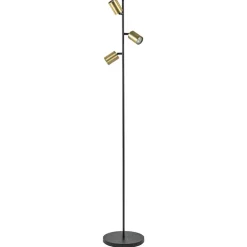 Chique staande lamp mat zwart met gouden spots