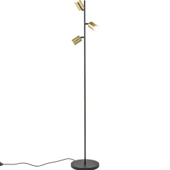 Chique staande lamp mat zwart met gouden spots