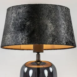 Chique tafellamp zwart/goud met kap