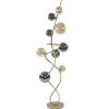 Chique vloerlamp goud met smoke en amber glazen bollen