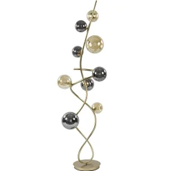 Chique vloerlamp goud met smoke en amber glazen bollen