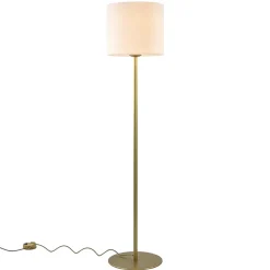 Chique vloerlamp mat goud met mat witte glazen kap