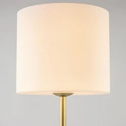 Chique vloerlamp mat goud met mat witte glazen kap