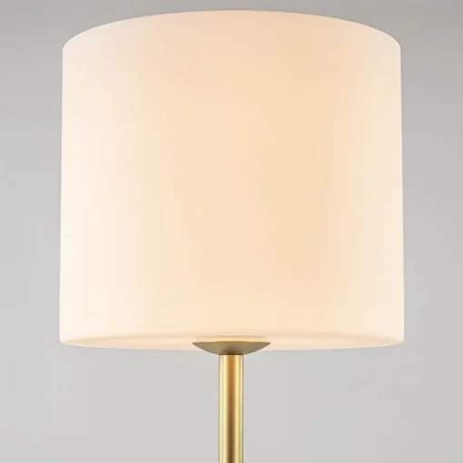 Chique vloerlamp mat goud met mat witte glazen kap