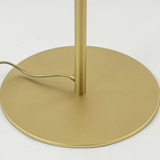 Chique vloerlamp mat goud met mat witte glazen kap