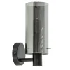Chique wandlamp zwart met smoke glas cilinder