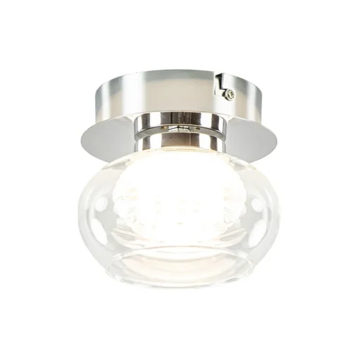 Chromen plafondlamp met helder glas incl. LED